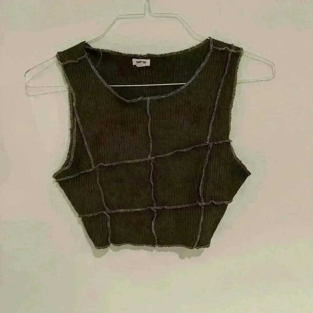 Garage Dark Green Inside Out Tank Top Size Small Like New